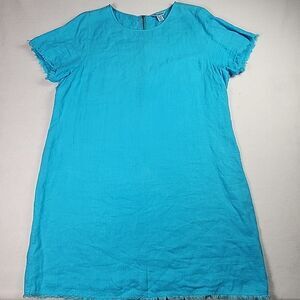 Tommy Bahama XLarge Linen Midi Shift Dress Short Sleeve Raw Edge Back Zip